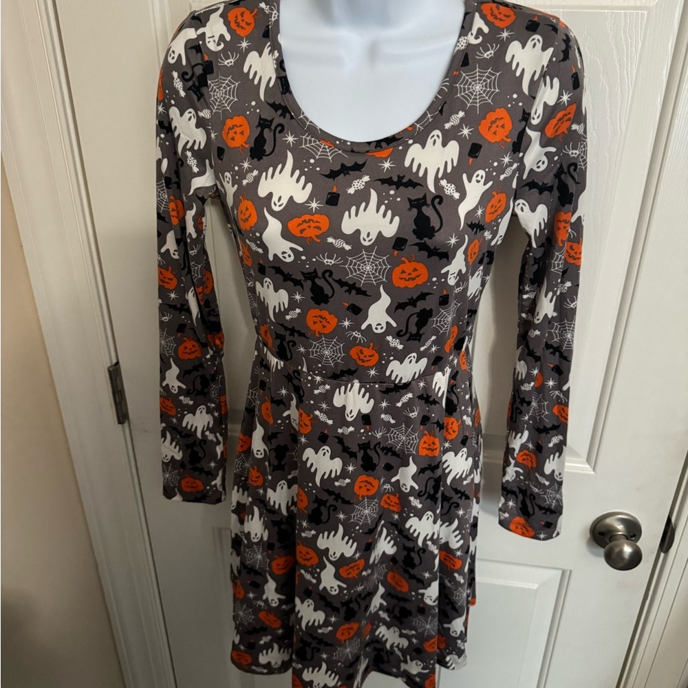 No Comment- Junior Bat Ghosts Webs Candy Dress Costume Gray  Super Soft MED NWT